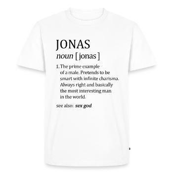 Jonas name gift - Men's Premium Organic T-Shirt - white - Front - Nico (187cm)