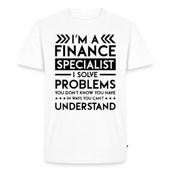 Conseiller financier spécialiste - T-shirt Premium bio Homme - blanc - Devant - Nico (187cm)
