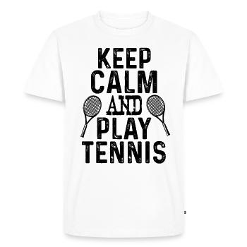 keep calm tennis - T-shirt Premium bio Homme - blanc - Devant - Nico (187cm)