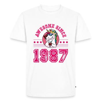 1987 Licorne awesome - T-shirt Premium bio Homme - blanc - Devant - Nico (187cm)