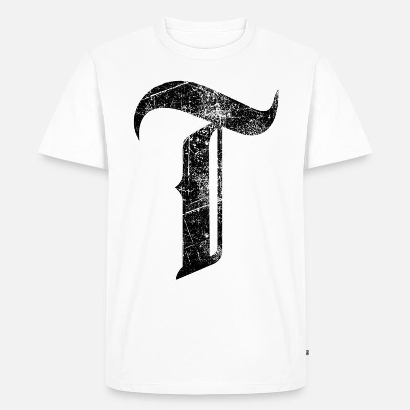 Tshirt alphabet initial T - T-shirt Premium bio Homme - blanc