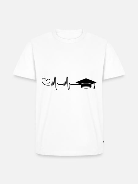 Student Cap Pulse Heart - Men's Premium Organic T-Shirt - white