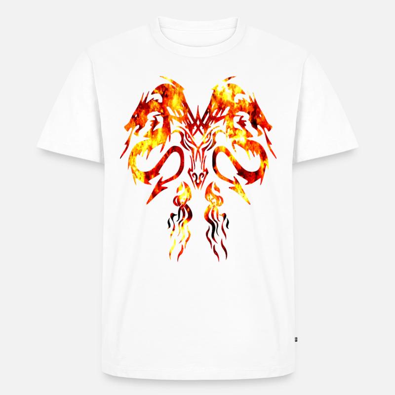 Dragons and Fire - Männer Premium Bio T-Shirt - Weiß