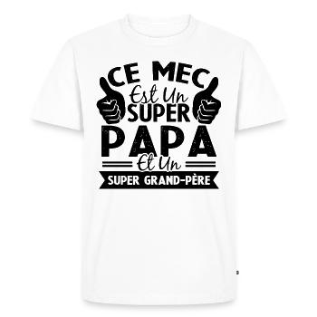 Super papa et Super grand-père - T-shirt Premium bio Homme - blanc - Devant - Nico (187cm)