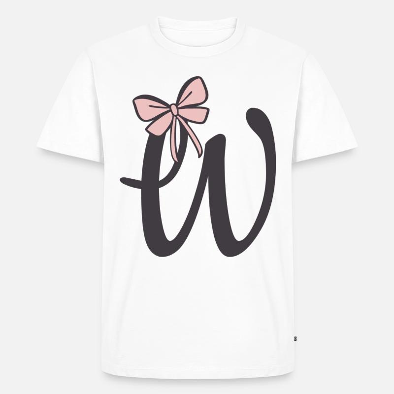 Anfangsbuchstabe W Schleifchen - Männer Premium Bio T-Shirt - Weiß