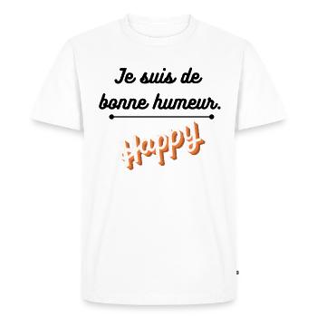 Je suis de bonne humeur - T-shirt Premium bio Homme - blanc - Devant - Nico (187cm)