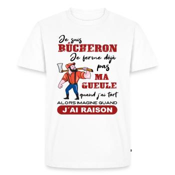 Je suis Bûcheron Forestier Homme solide Cadeau - T-shirt Premium bio Homme - blanc - Devant - Nico (187cm)