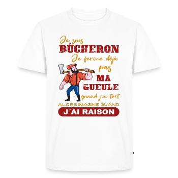 Je suis Bûcheron Forestier Homme solide Cadeau - T-shirt Premium bio Homme - blanc - Devant - Nico (187cm)