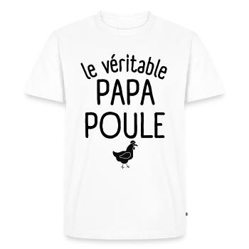 Le véritable papa poule 1 - T-shirt Premium bio Homme - blanc - Devant - Nico (187cm)