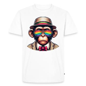 Singe avec chapeau arc-en-ciel - T-shirt Premium bio Homme - blanc - Devant - Nico (187cm)