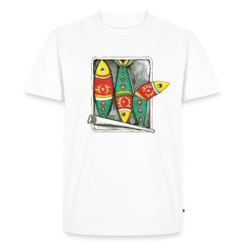 Les sardines du Portugal - T-shirt Premium bio Homme - blanc - Devant - Nico (187cm)