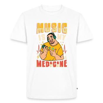 La musique est ma médecine, mélomane. - T-shirt Premium bio Homme - blanc - Devant - Nico (187cm)