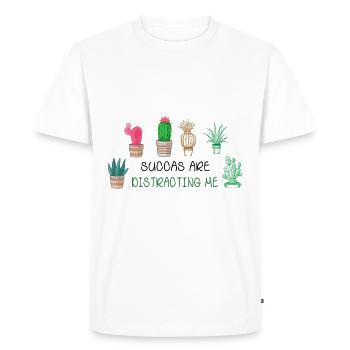 Les plantes succulentes me distraient plante hobby botaniquement - T-shirt Premium bio Homme - blanc - Devant - Nico (187cm)