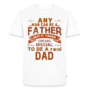 Tout homme peut être père mais il faut du courage - T-shirt Premium bio Homme - blanc - Devant - Nico (187cm)