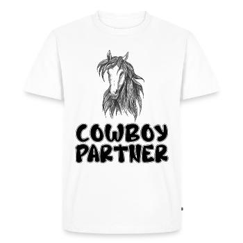 Cowboy Partenaire Western Texas Cowboy Rodeo Horse - T-shirt Premium bio Homme - blanc - Devant - Nico (187cm)
