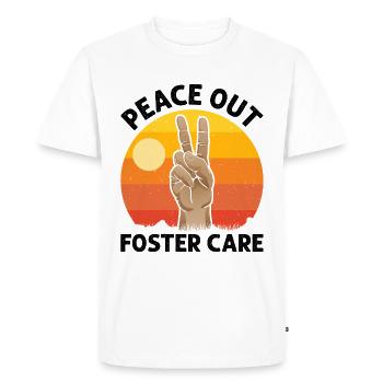 Peace Out Foster Care Plus de jeux de sélection - T-shirt Premium bio Homme - blanc - Devant - Nico (187cm)