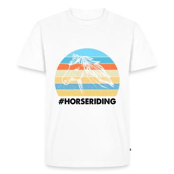 Équitation Coucher de soleil coloré Fond Cheval - T-shirt Premium bio Homme - blanc - Devant - Nico (187cm)