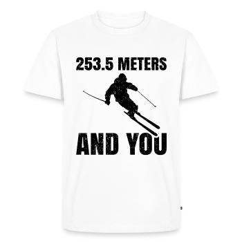 253,5 mètres et vous skiez - T-shirt Premium bio Homme - blanc - Devant - Nico (187cm)