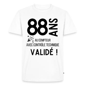Anniversaire 88 ans humour adulte cadeau - T-shirt Premium bio Homme - blanc - Devant - Nico (187cm)
