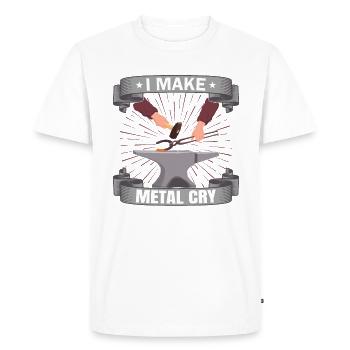 Metalsmith I Make Metal Cry Funny Blacksmith - Men's Premium Organic T-Shirt - white - Front - Nico (187cm)
