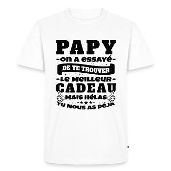 Grand Père Papy Anniversaire Humour Cadeau - T-shirt Premium bio Homme - blanc - Devant - Nico (187cm)