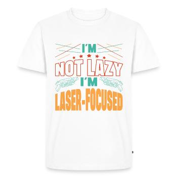 Je ne suis pas paresseux, je suis un joueur de laser tag focalisé sur le laser - T-shirt Premium bio Homme - blanc - Devant - Nico (187cm)