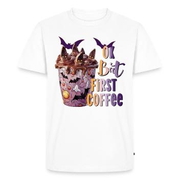 Batte premier café Halloween Kaffee Fledermaus - T-shirt Premium bio Homme - blanc - Devant - Nico (187cm)