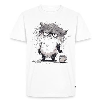 Grantige Katze - Men's Premium Organic T-Shirt - white - Front - Nico (187cm)