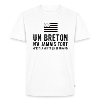 Flag Brittany a Breton is never wrong - Men's Premium Organic T-Shirt - white - Front - Nico (187cm)