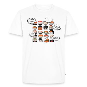 Visages de sushi vibrants : un design ludique avec - T-shirt Premium bio Homme - blanc - Devant - Nico (187cm)