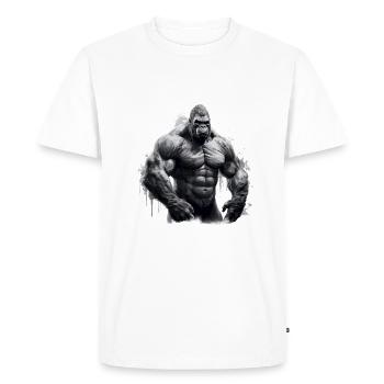 Gorille Bodybuilding Beast - T-shirt Premium bio Homme - blanc - Devant - Nico (187cm)