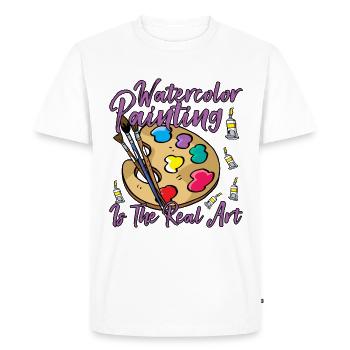 Cool Artist Aquarelle Le vrai cadeau de peinture d’art - T-shirt Premium bio Homme - blanc - Devant - Nico (187cm)