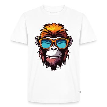 Monkey Hipster Cool Party - T-shirt Premium bio Homme - blanc - Devant - Nico (187cm)