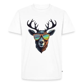Cerf Hipster Cool Party - T-shirt Premium bio Homme - blanc - Devant - Nico (187cm)
