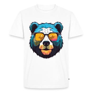 Ours polaire Hipster Cool Party Ours polaire - T-shirt Premium bio Homme - blanc - Devant - Nico (187cm)