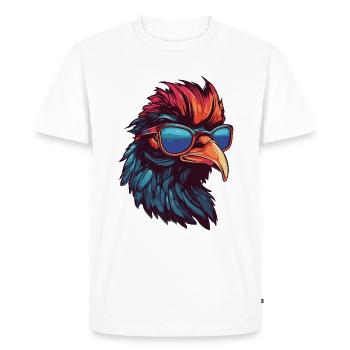 Rooster Hipster Cool Party - Men's Premium Organic T-Shirt - white - Front - Nico (187cm)