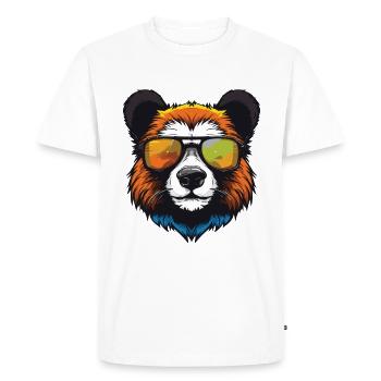 Panda Hipster Cool Party - T-shirt Premium bio Homme - blanc - Devant - Nico (187cm)