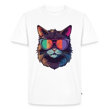 Cat Hipster Cool Party - Men's Premium Organic T-Shirt - white - Front - Nico (187cm)
