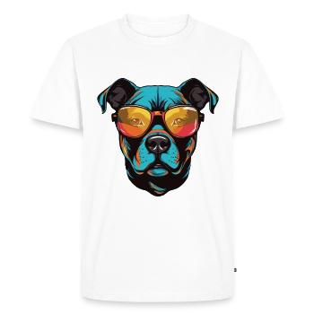 Portrait de chien Staffordshire Bull Terrier - T-shirt Premium bio Homme - blanc - Devant - Nico (187cm)