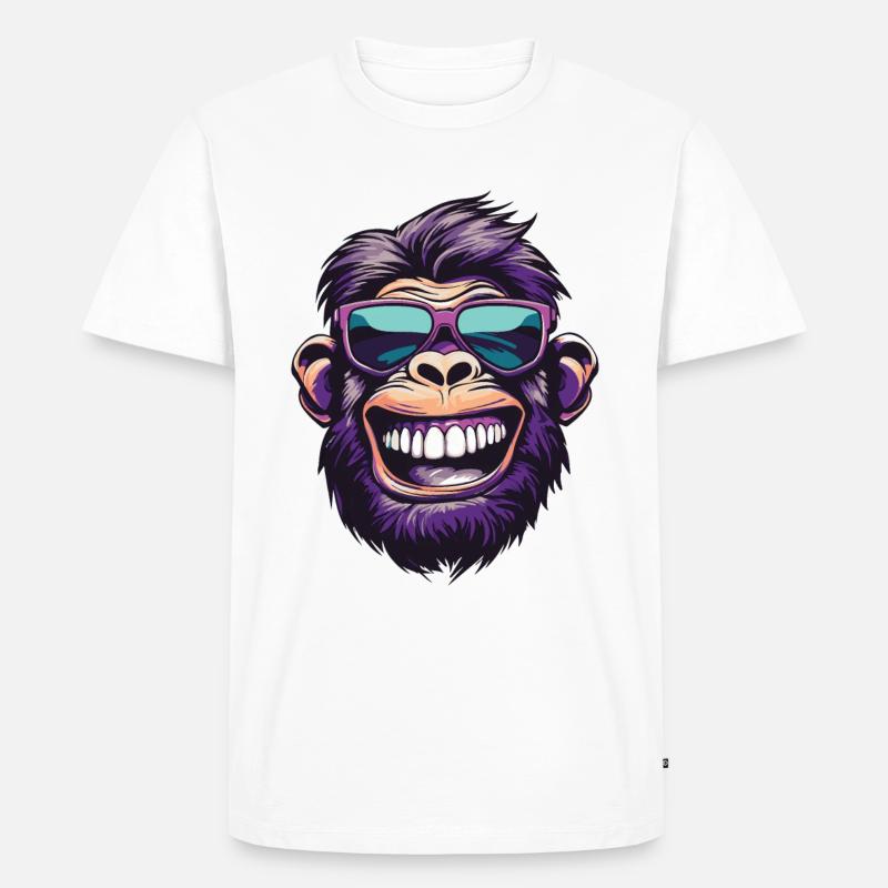 Affe Kopf Lustig Monkey Party - Männer Premium Bio T-Shirt - Weiß