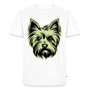 Yorkshire Terrier Dog Head - Men's Premium Organic T-Shirt - white - Front - Nico (187cm)