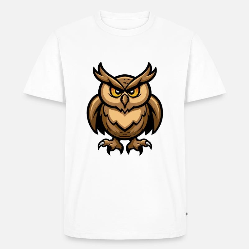 Eule Comic - Männer Premium Bio T-Shirt - Weiß