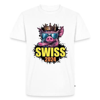 Switzerland 2024 Pig Swiss - Men's Premium Organic T-Shirt - white - Front - Nico (187cm)
