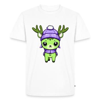 Bande dessinée d’hiver cerf - T-shirt Premium bio Homme - blanc - Devant - Nico (187cm)