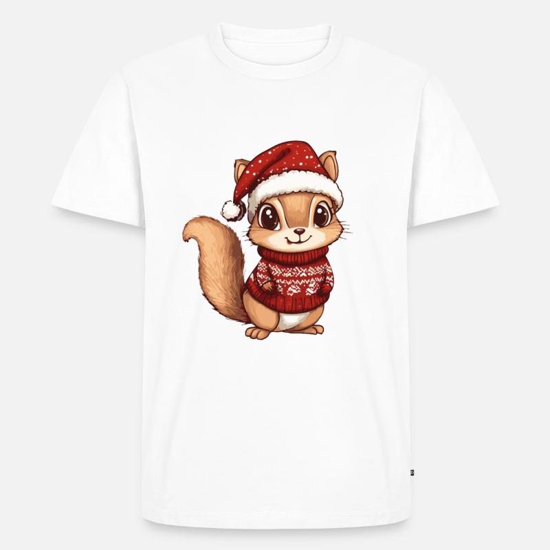 Eichhörnchen Weihnachten Comic - Männer Premium Bio T-Shirt - Weiß