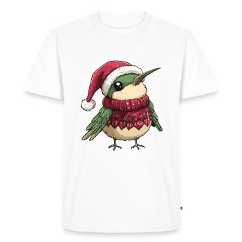 Colibri oiseau Noël bande dessinée - T-shirt Premium bio Homme - blanc - Devant - Nico (187cm)