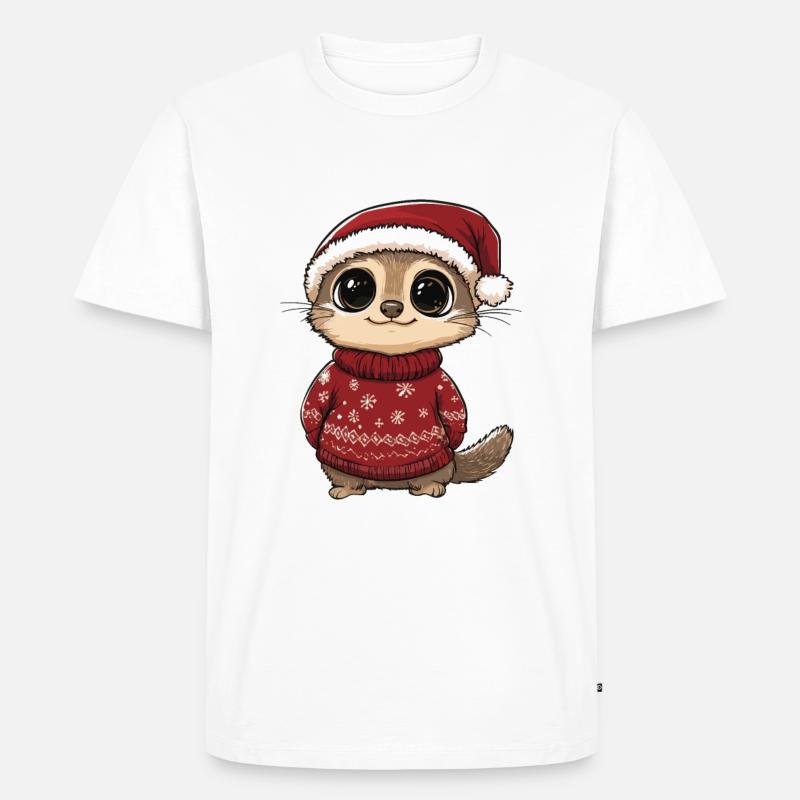 Erdmännchen Weihnachten Comic - Männer Premium Bio T-Shirt - Weiß