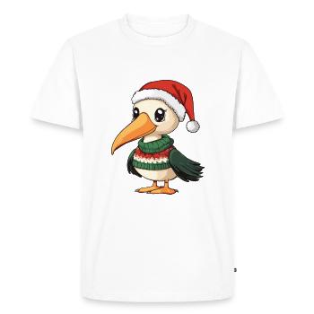 Bande dessinée de Noël d’oiseau pélican - T-shirt Premium bio Homme - blanc - Devant - Nico (187cm)