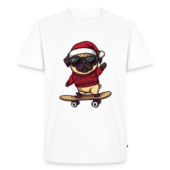 Carlin Chien Noël Skateboard - T-shirt Premium bio Homme - blanc - Devant - Nico (187cm)