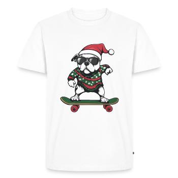 Dogue Argentino Chien Noël Skateboard - T-shirt Premium bio Homme - blanc - Devant - Nico (187cm)